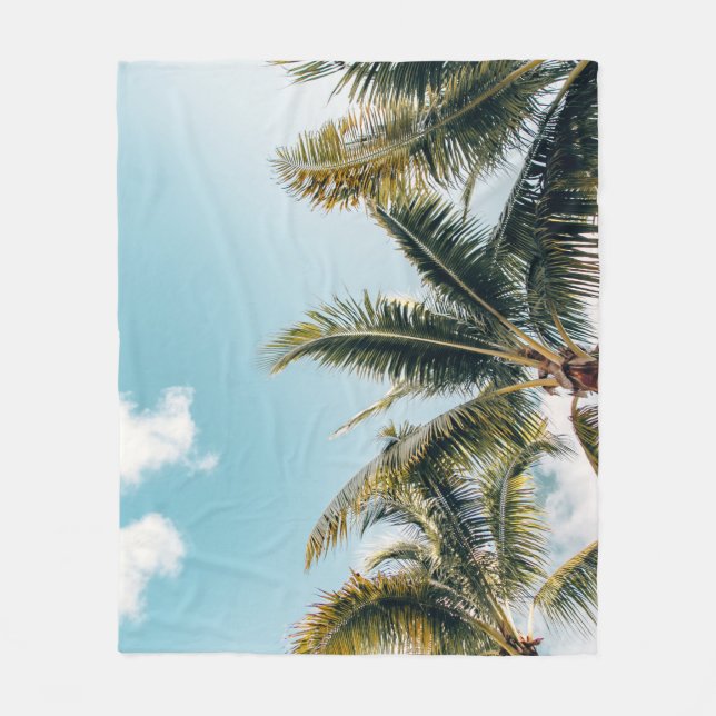 Grüne Kokospalmen Fleecedecke (Vorderseite)