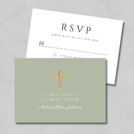 Grüne Kommune des religiösen Cross Sage RSVP Karte