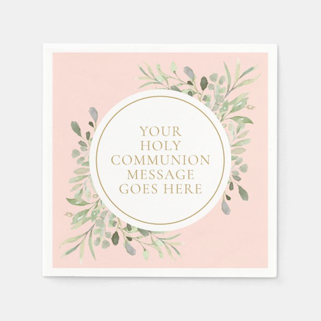 Grüne Kommunion Rosa Serviette (Vorderseite)