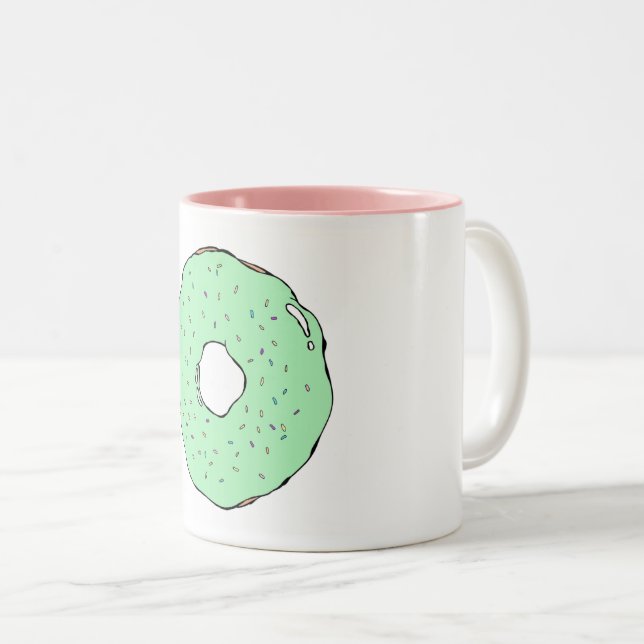 Grüne Krapfen-Tasse Zweifarbige Tasse (VorderseiteRechts)