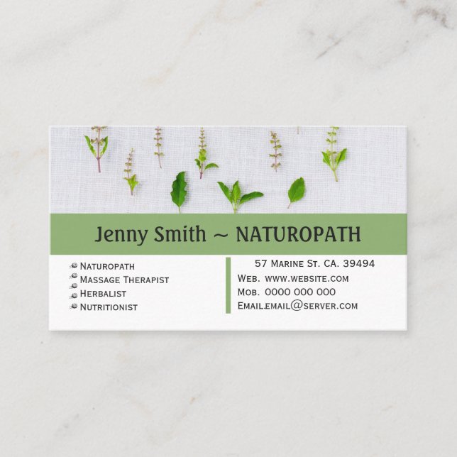 Grüne Kräuter - Naturopath-Stellenkarte Terminkarte (Vorderseite)