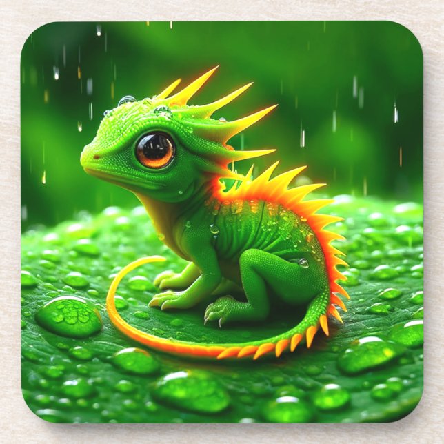 Grüne Kreatur Getränkeuntersetzer (Vorderseite)