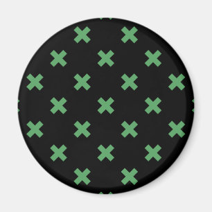 Grüne Kreuzstiche auf schwarz Magnet