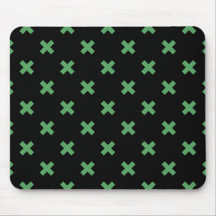 Grüne Kreuzstiche auf schwarz Mousepad