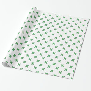 Grüne Kreuzstiche auf Weiß Geschenkpapier