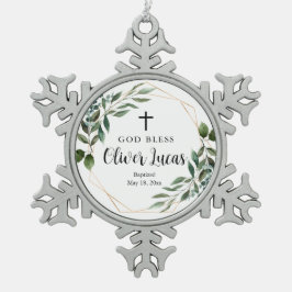 Grüne Kreuzung Taufe Schneeflocke Gerahmtes Orname Schneeflocken Zinn-Ornament
