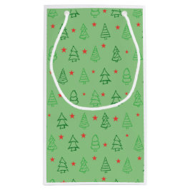 GRÜNE KRISTMAS BÄUME UND ROTE STERNDESIGN KLEINE GESCHENKTÜTE