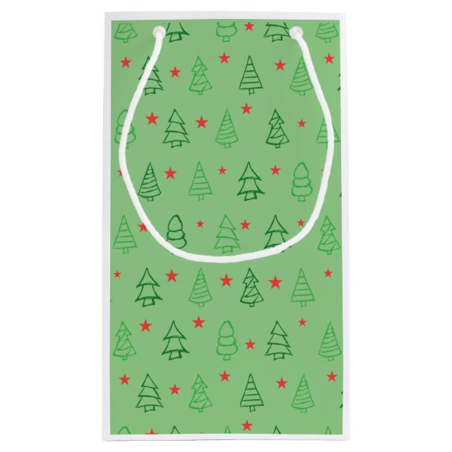 GRÜNE KRISTMAS BÄUME UND ROTE STERNDESIGN KLEINE GESCHENKTÜTE (Rückseite)