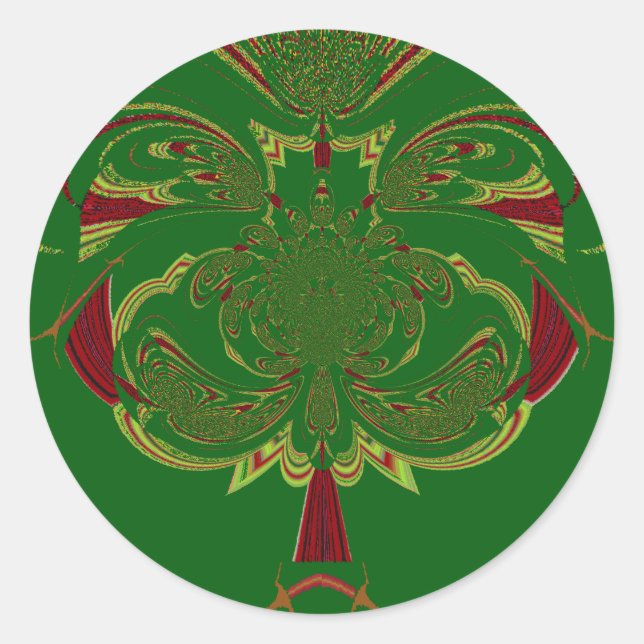 Grüne Krone Runder Aufkleber (Vorderseite)