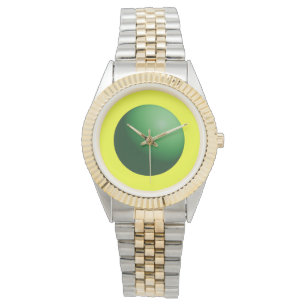 Grüne Kugel auf Gelb Armbanduhr