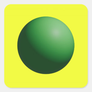 Grüne Kugel auf Gelb  Quadratischer Aufkleber