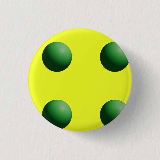 Grüne Kugeln auf gelber Schaltfläche Button (Vorderseite)