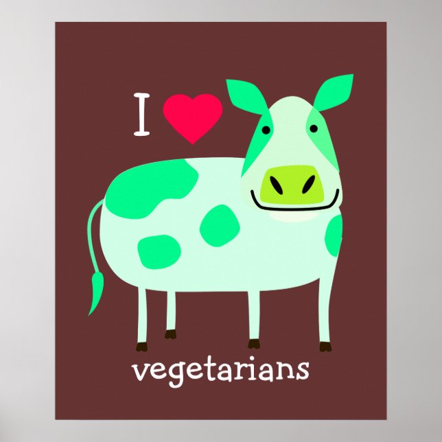 Grüne Kuh - Vegetarier Poster (Vorne)