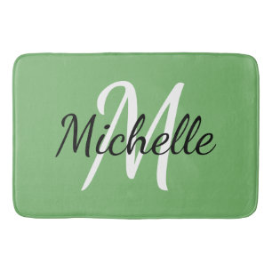Grüne kundenspezifische Monogramm-Bad-Matte Badematte