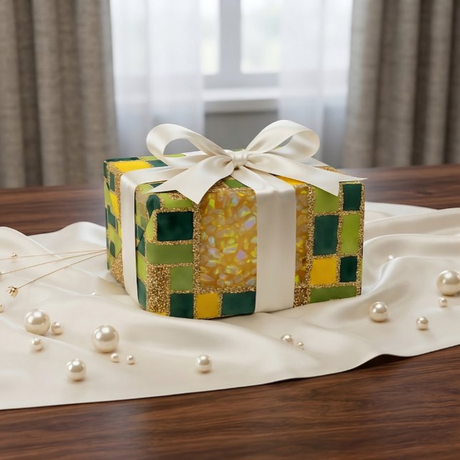 Grüne Kunstglitter-Verpackung Geschenkpapier (Von Creator hochgeladen)