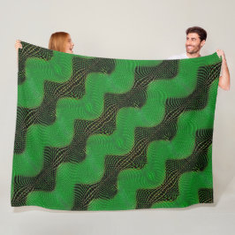 Grüne Kurve und klare Punkte im dunklen Hintergrun Fleecedecke