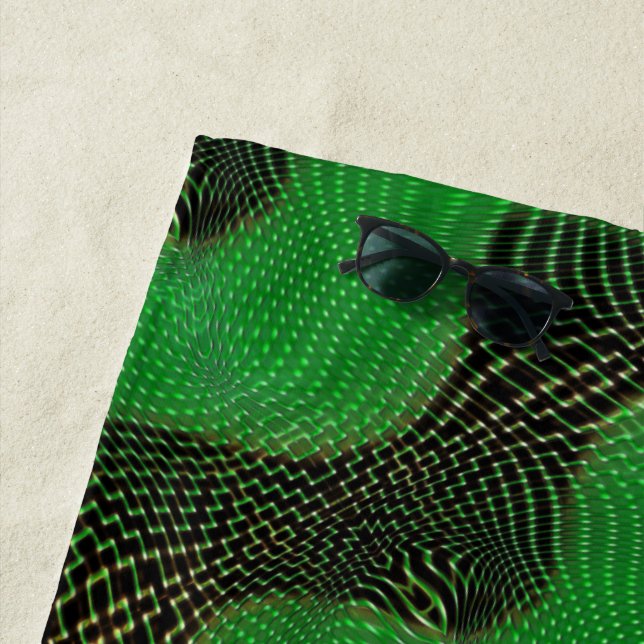 Grüne Kurve und klare Punkte im dunklen Hintergrun Strandtuch (Beispiel)