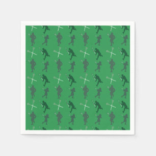Grüne Lacrosse-Silhouetten Serviette