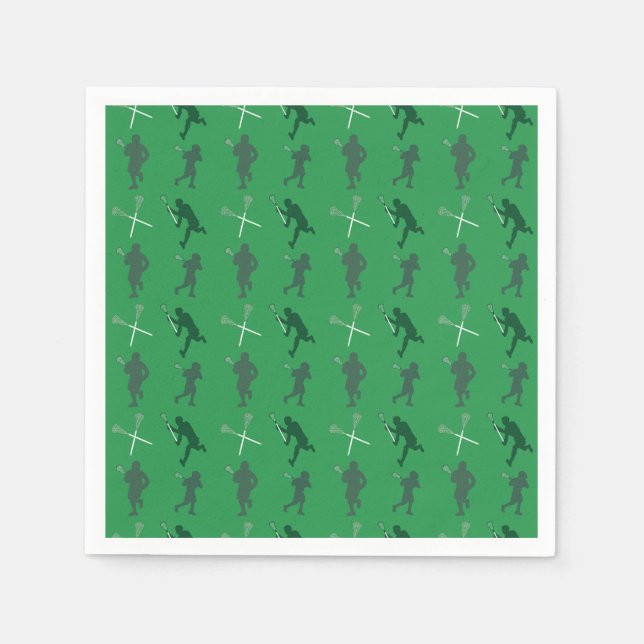 Grüne Lacrosse-Silhouetten Serviette (Vorderseite)