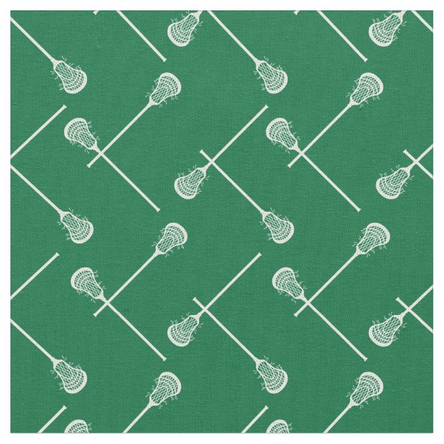 Grüne Lacrosse Weiße Sticks Gemustert Stoff (Nahaufnahme)