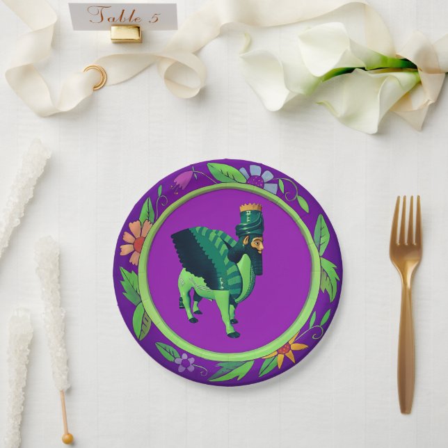 Grüne Lamassu-Papierplatte Pappteller (Hochzeit)