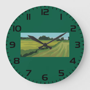 Grüne Landschaft auf dem Lande Große Wanduhr