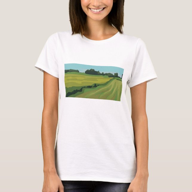Grüne Landschaft auf dem Lande T-Shirt (Vorderseite)