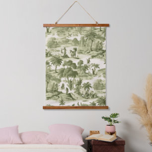 Grüne Landschaft Heißluftballon Toile (10) Wandteppich Mit Holzrahmen