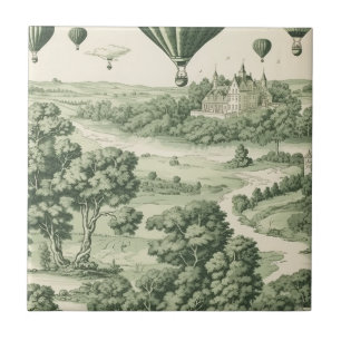 Grüne Landschaft Heißluftballon Toile (11) Fliese