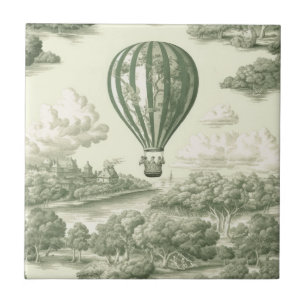 Grüne Landschaft Heißluftballon Toile (1) Fliese