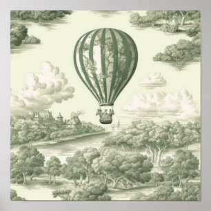 Grüne Landschaft Heißluftballon Toile (1) Poster