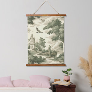 Grüne Landschaft Heißluftballon Toile (2) Wandteppich Mit Holzrahmen