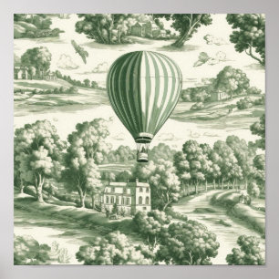 Grüne Landschaft Heißluftballon Toile (5) Poster