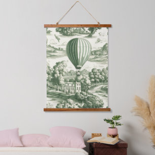 Grüne Landschaft Heißluftballon Toile (5) Wandteppich Mit Holzrahmen