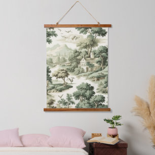 Grüne Landschaft Heißluftballon Toile (8) Wandteppich Mit Holzrahmen