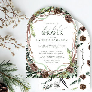 Grüne Landschaft Pinecone Brautparty Einladung