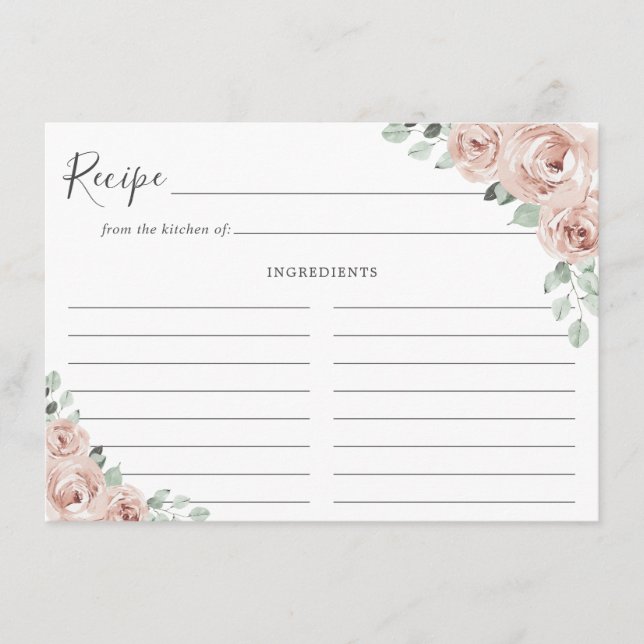Grüne Landschaft Rosa Blumenrosa Rose Rezept Karte (Vorderseite)
