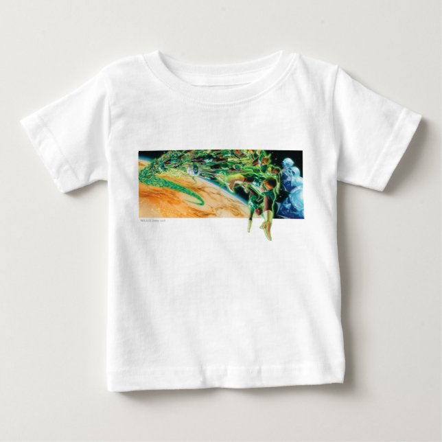 Grüne Lanterns fliegen im Weltraum Baby T-shirt (Vorderseite)