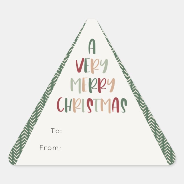 Grüne Lässige Farbe ein sehr fröhliches Weihnachts Dreieckiger Aufkleber (Vorderseite)