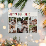 Grüne Lässige Feiertage Fünf Foto Feiertagskarte<br><div class="desc">Diese lässige, farbenfrohe Fünf-Foto-Urlaubskarte ist perfekt für Ihren fröhlichen, kreativen und hellen Weihnachtsgruß. Es ist ein einzigartiger, spielerischer, moderner Schriftart in Rot, Boho Bräune und heller und dunkelgrüner Farbe, die für ein fröhliches, saisonales Ambiente sorgen. Wenn Sie Ihren Lieben den dunklen Winter mit niedlichem Feiertagsjubeln näher bringen wollen, haben Sie...</div>