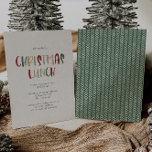 Grüne Lässige Weihnachtsfeier Einladung<br><div class="desc">Diese lässige und farbenfrohe Weihnachtslunch-Einladung ist perfekt für Ihr fröhliches, kreatives und helles Weihnachtsessen. Sein einzigartiger, spielerischer, moderner Schriftart in Rot, Boho Bräune und Hell- und Dunkelgrün sorgen für ein fröhliches, saisonales Ambiente. Wenn Sie Ihren Lieben den dunklen Winter mit niedlichem Feiertagsjubeln näher bringen wollen, haben Sie genau das Richtige...</div>