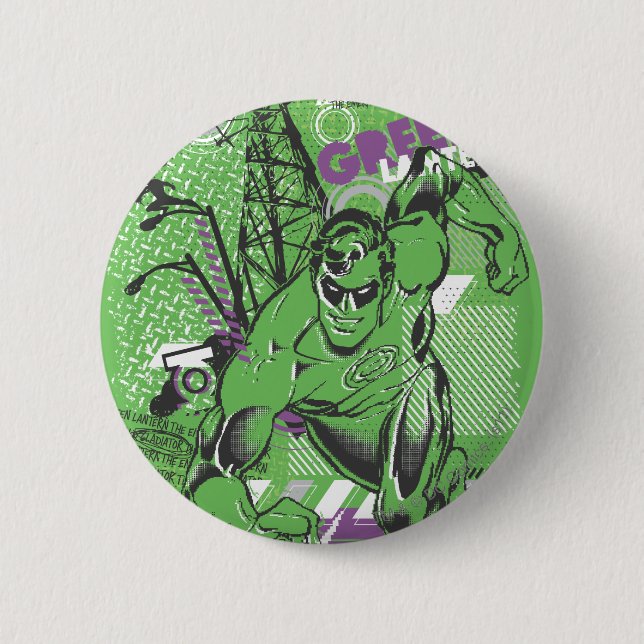 Grüne Laterne - absurdes Collagen-Plakat Button (Vorderseite)