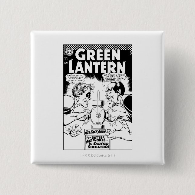 Grüne Laterne gegen Sinestro, Schwarzweiss Button (Vorderseite)