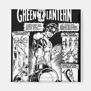 Grüne Laterne - Grün schattiertes Comic, schwarz Magnet