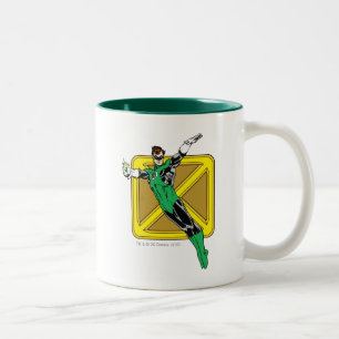 Grüne Laterne mit Hintergrund Zweifarbige Tasse