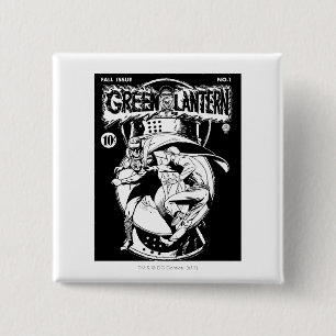 Grüne Laterne mit Kap im Kampf, Schwarzweiss Button