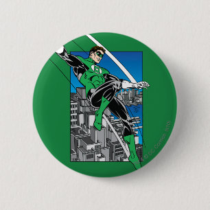 Grüne Laterne mit Stadt-Hintergrund Button