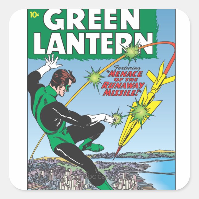 Grüne Laterne - Runaway Missile Quadratischer Aufkleber (Vorderseite)