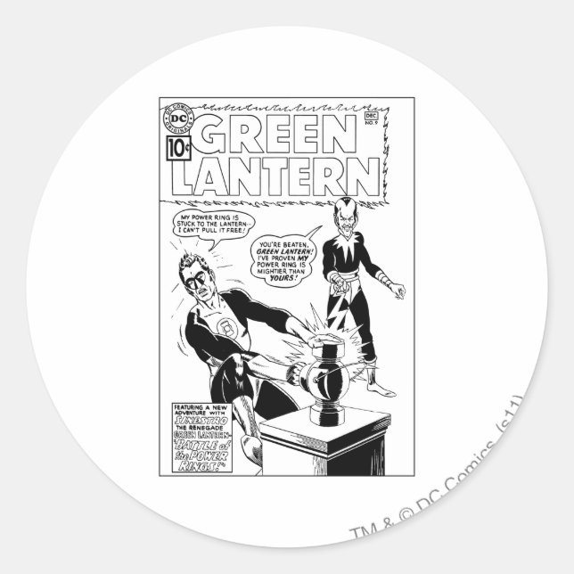 Grüne Laterne und Sinestro Abdeckung, Schwarz und  Runder Aufkleber (Vorderseite)