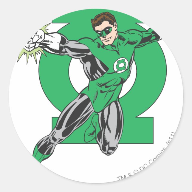 Grüne Laterne und Symbol Runder Aufkleber (Vorderseite)